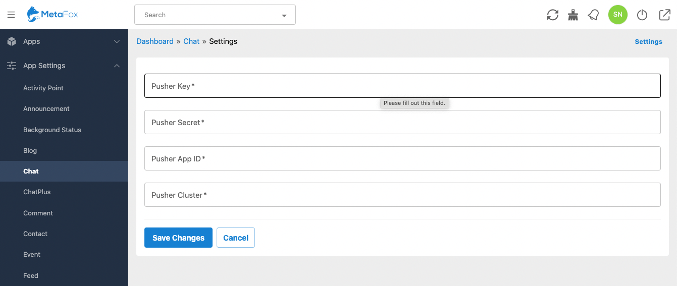 Configure Chat with Pusher – phpFox User Manual
