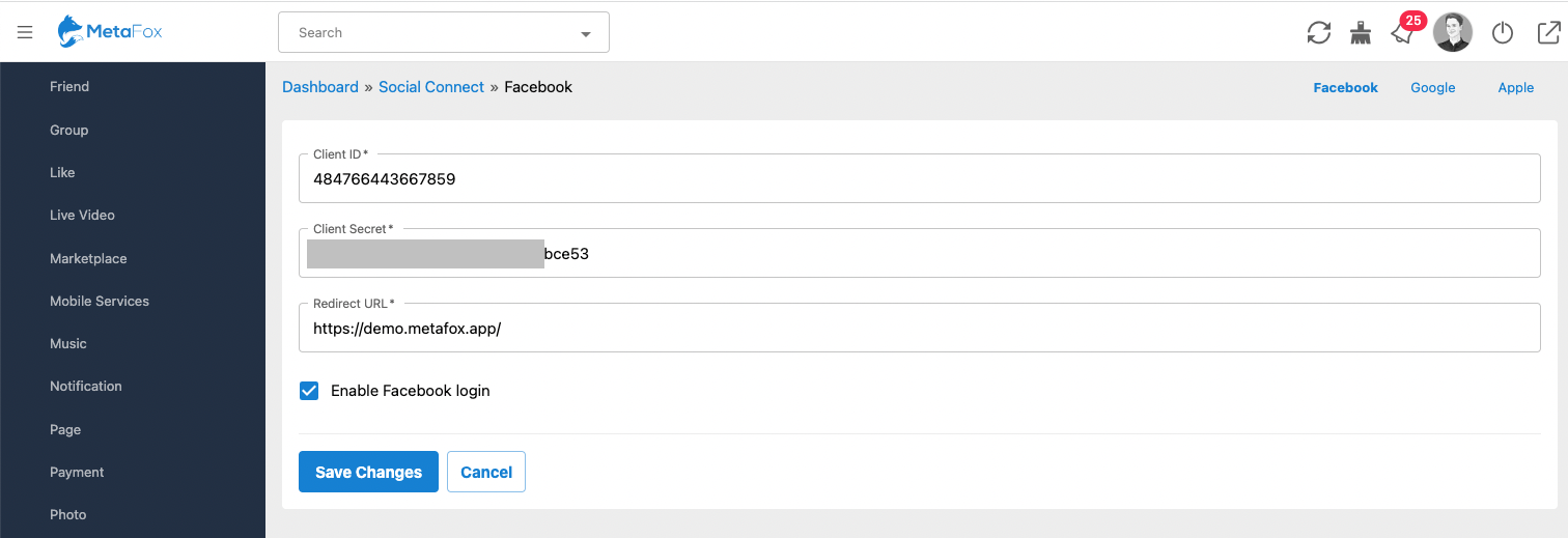 Set up Facebook Login – phpFox User Manual