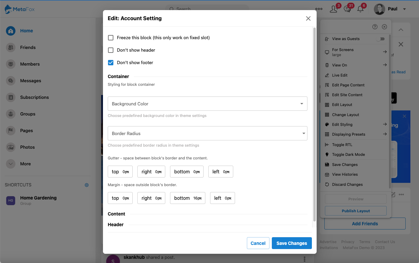 Enable Live Editor mode – phpFox User Manual