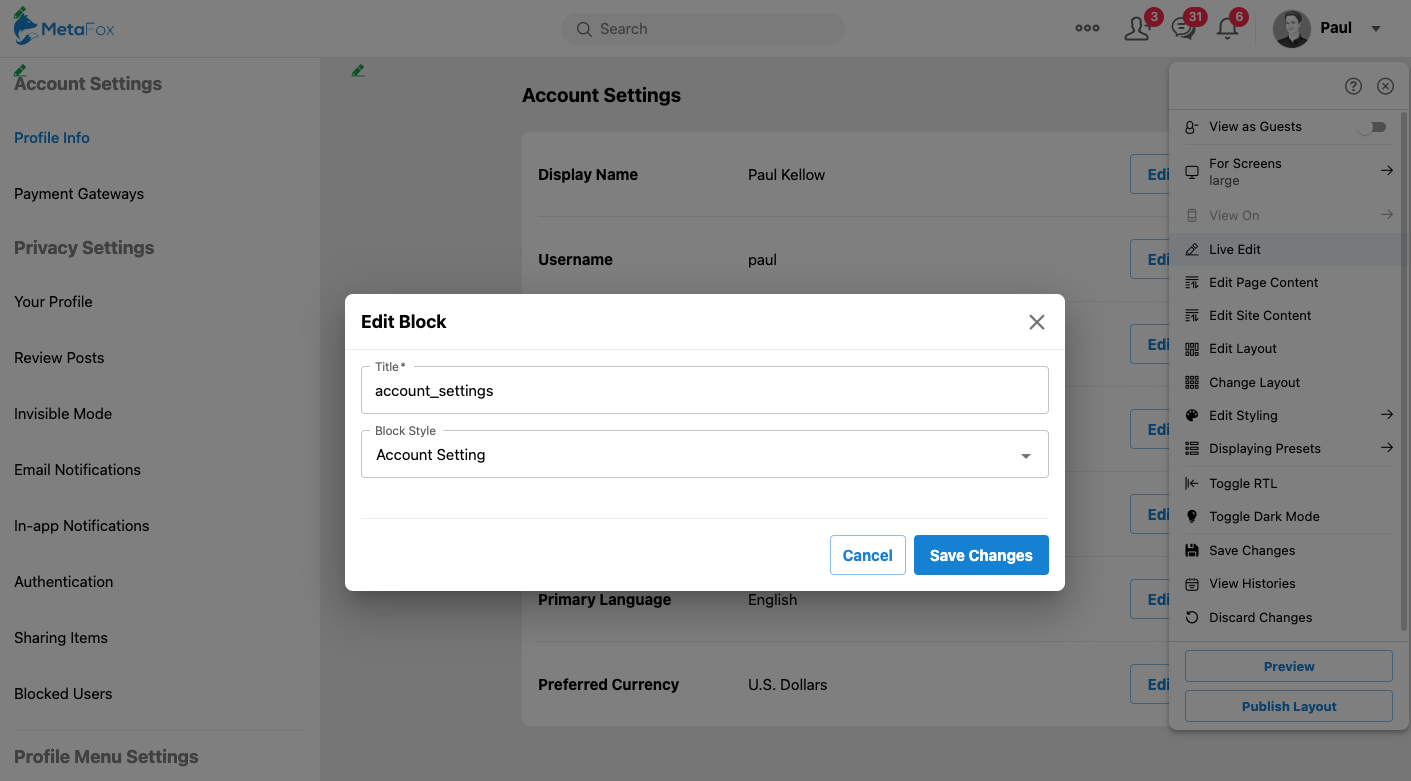 Enable Live Editor mode – phpFox User Manual
