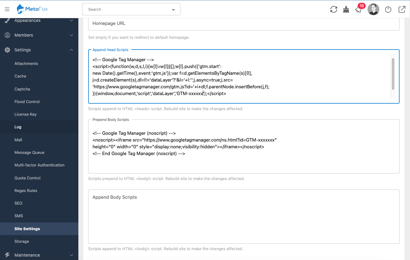 Insert external Scripts into header and body – phpFox User Manual