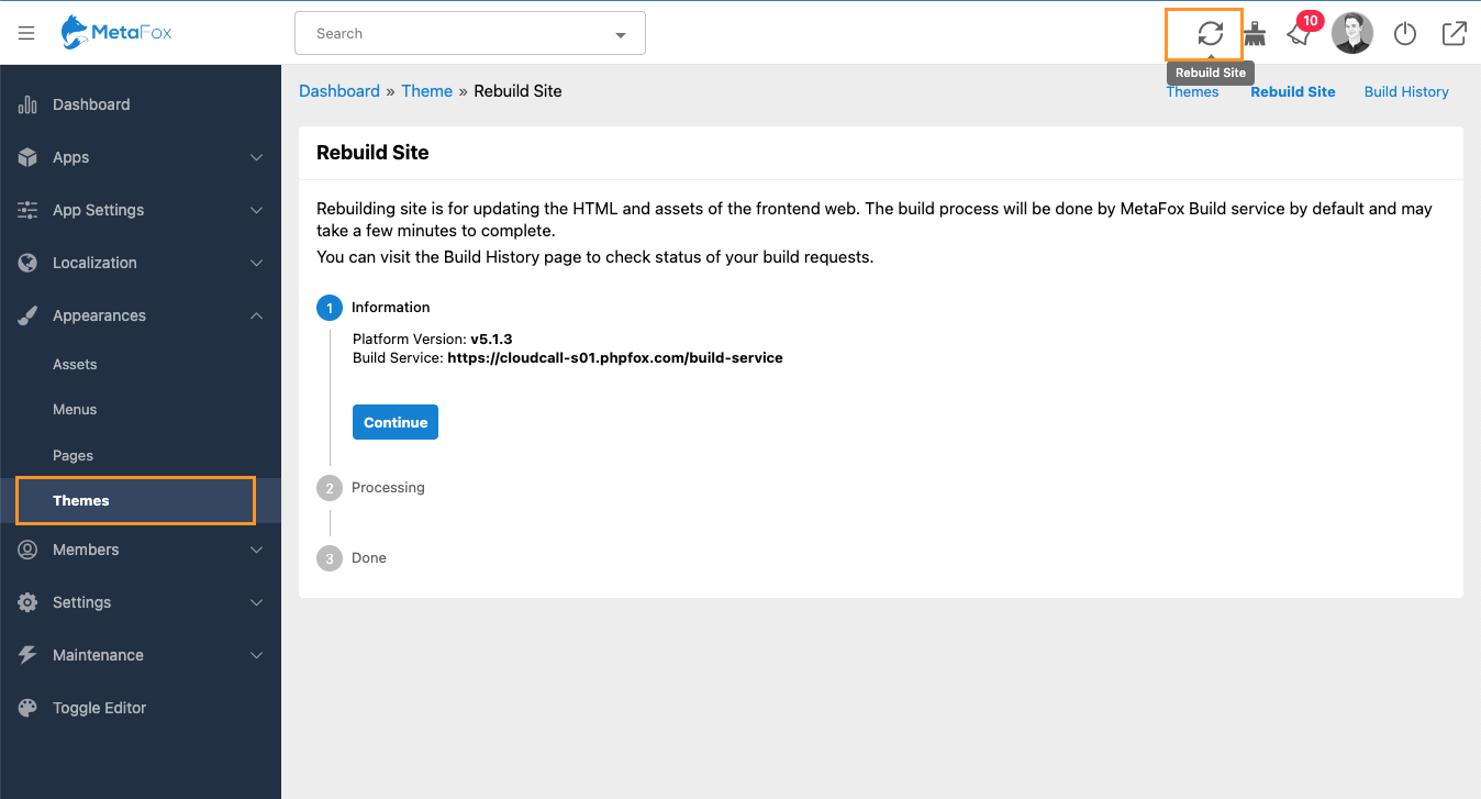 Rebuild web frontend – phpFox User Manual