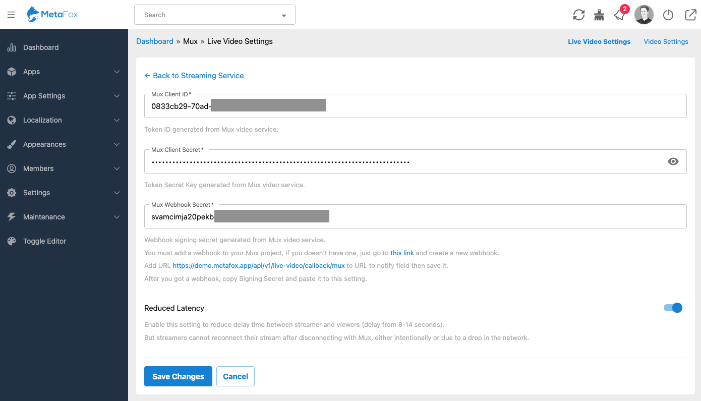 Live Streaming - Set up Mux – phpFox User Manual