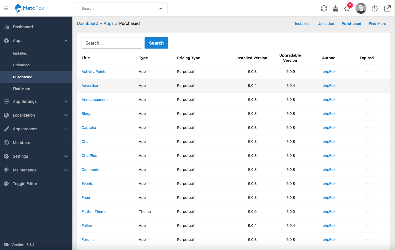 Install and Uninstall apps – phpFox User Manual