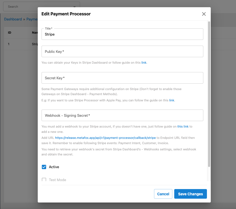 Set up payment processor – phpFox User Manual