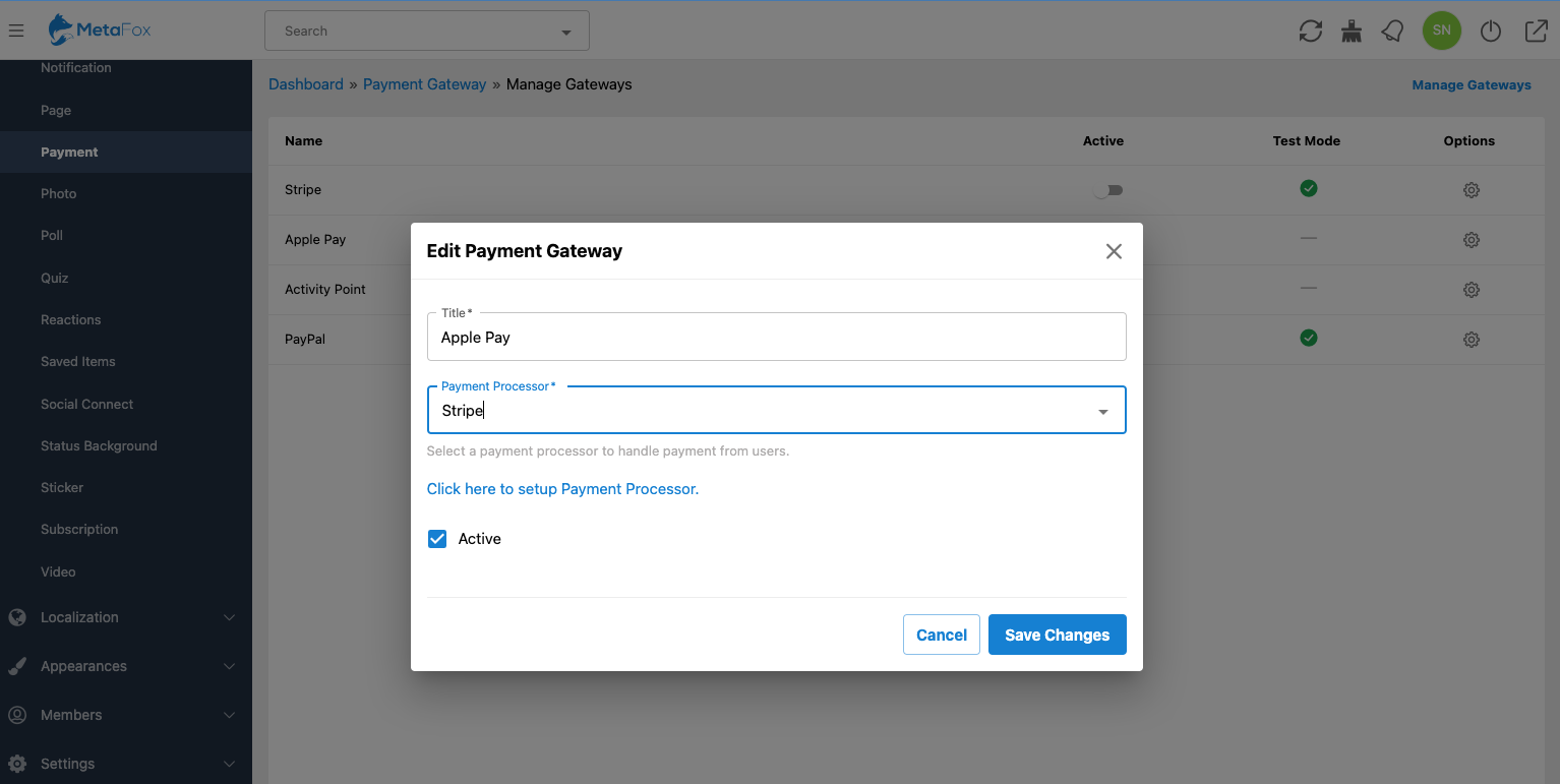 Set up payment processor – phpFox User Manual