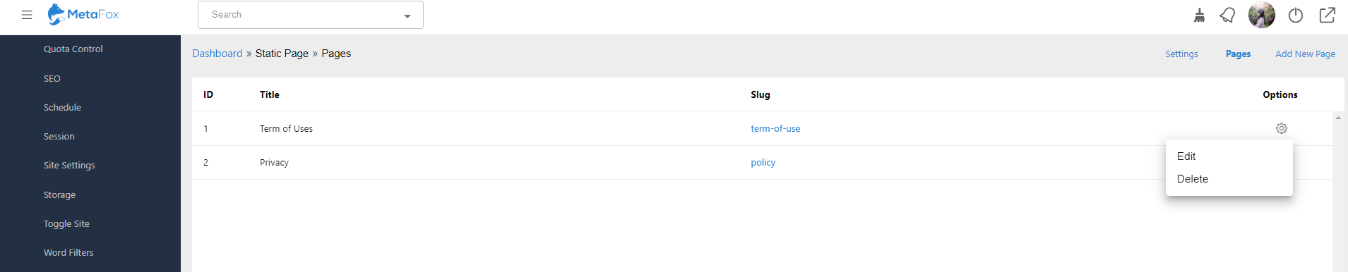 Set up policy terms and other static pages – phpFox User Manual